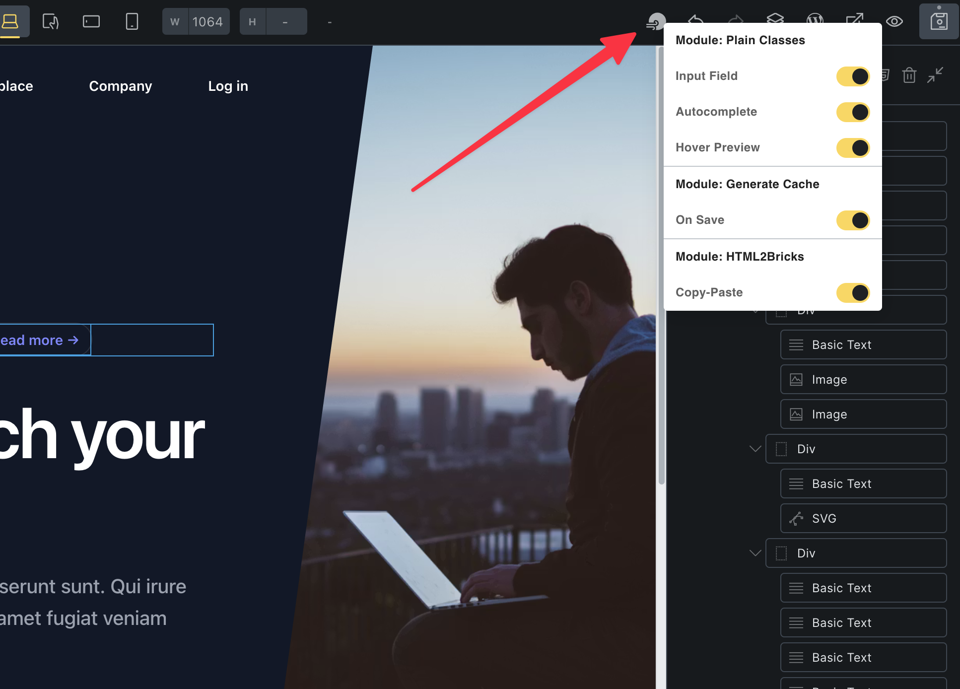 Enable or disable the features