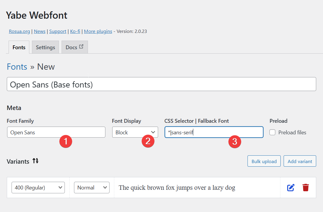Adding font details