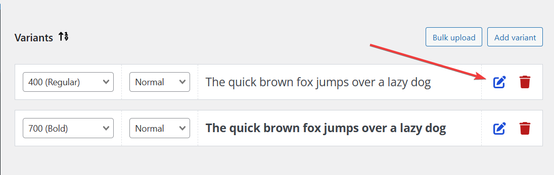 Expand variant settings