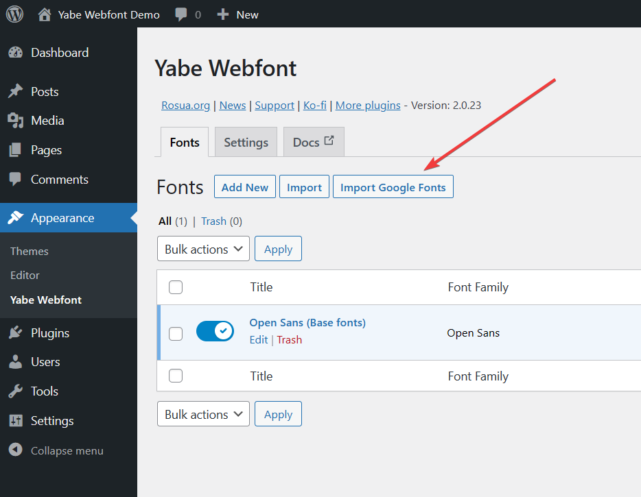 Import Google Fonts