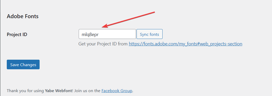Sync the Adobe Fonts project