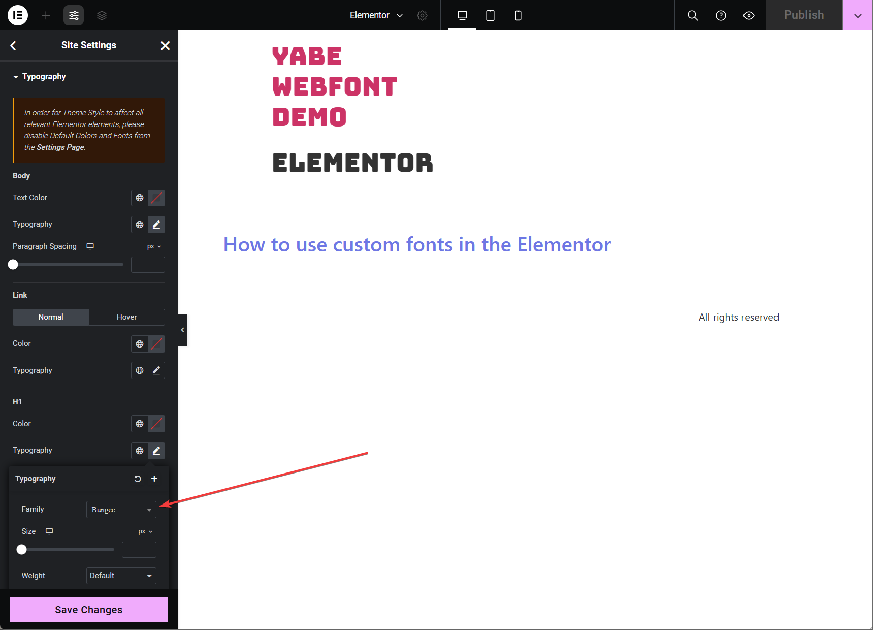 Choose the font family
