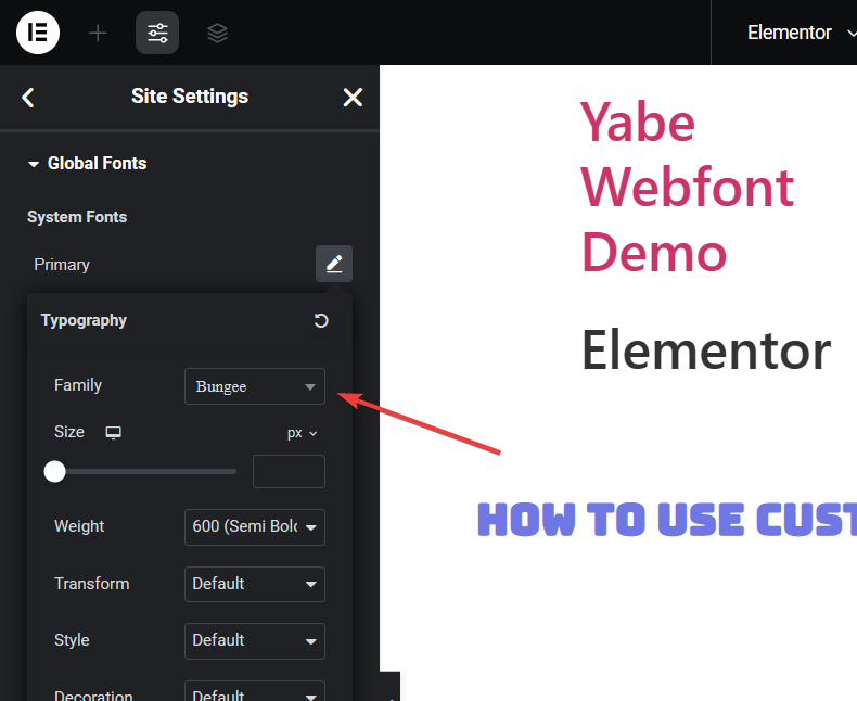 Choose the font family
