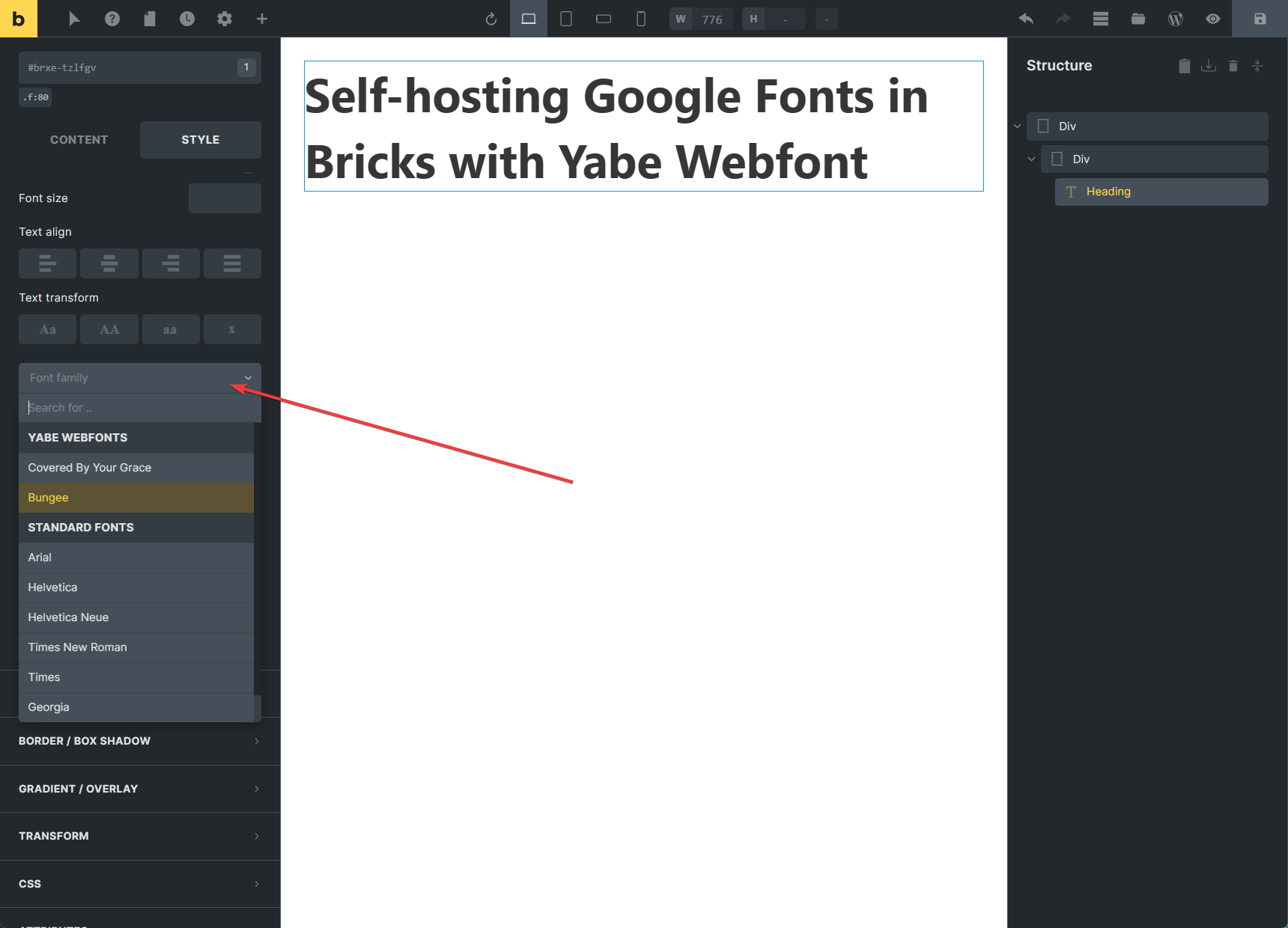 Choose the font family