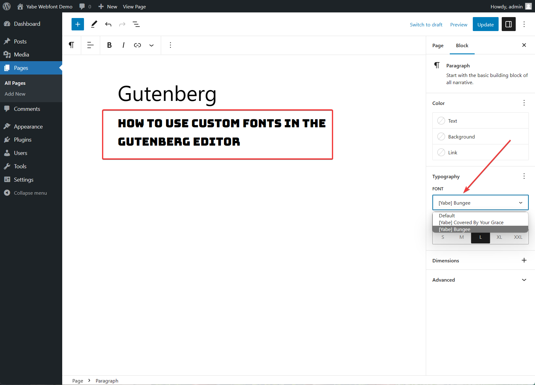 Select the font family