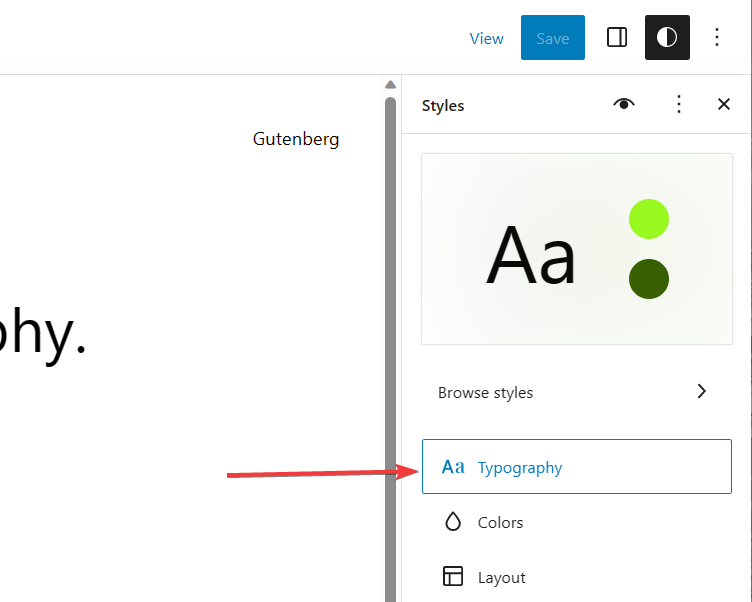 Typography settings