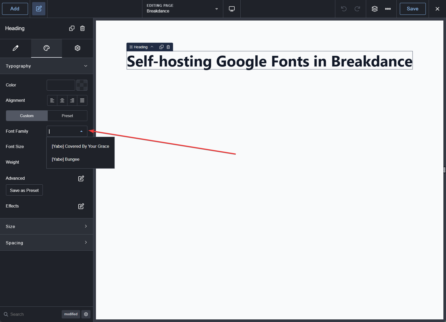Choose the font family