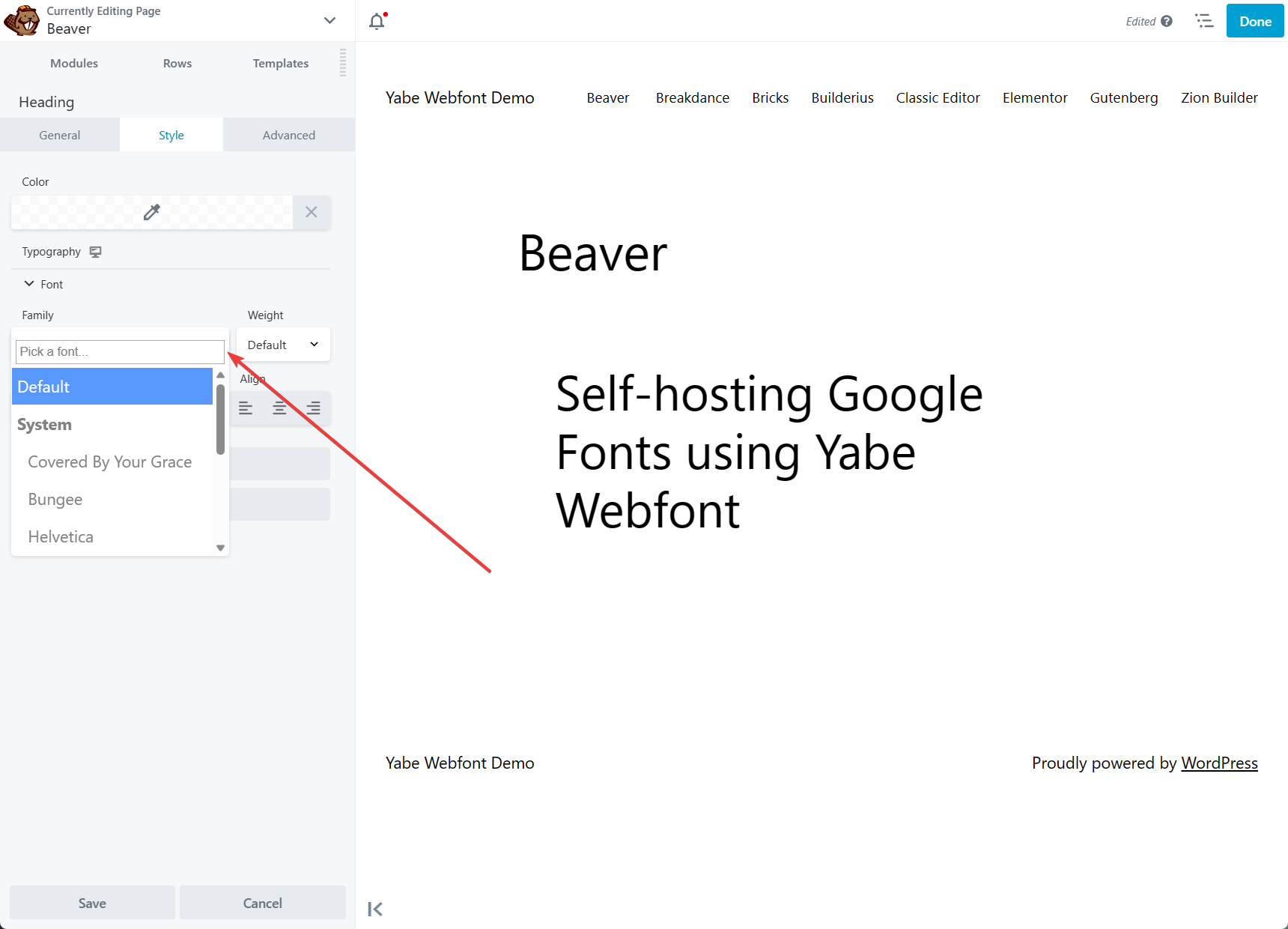 Choose the font family