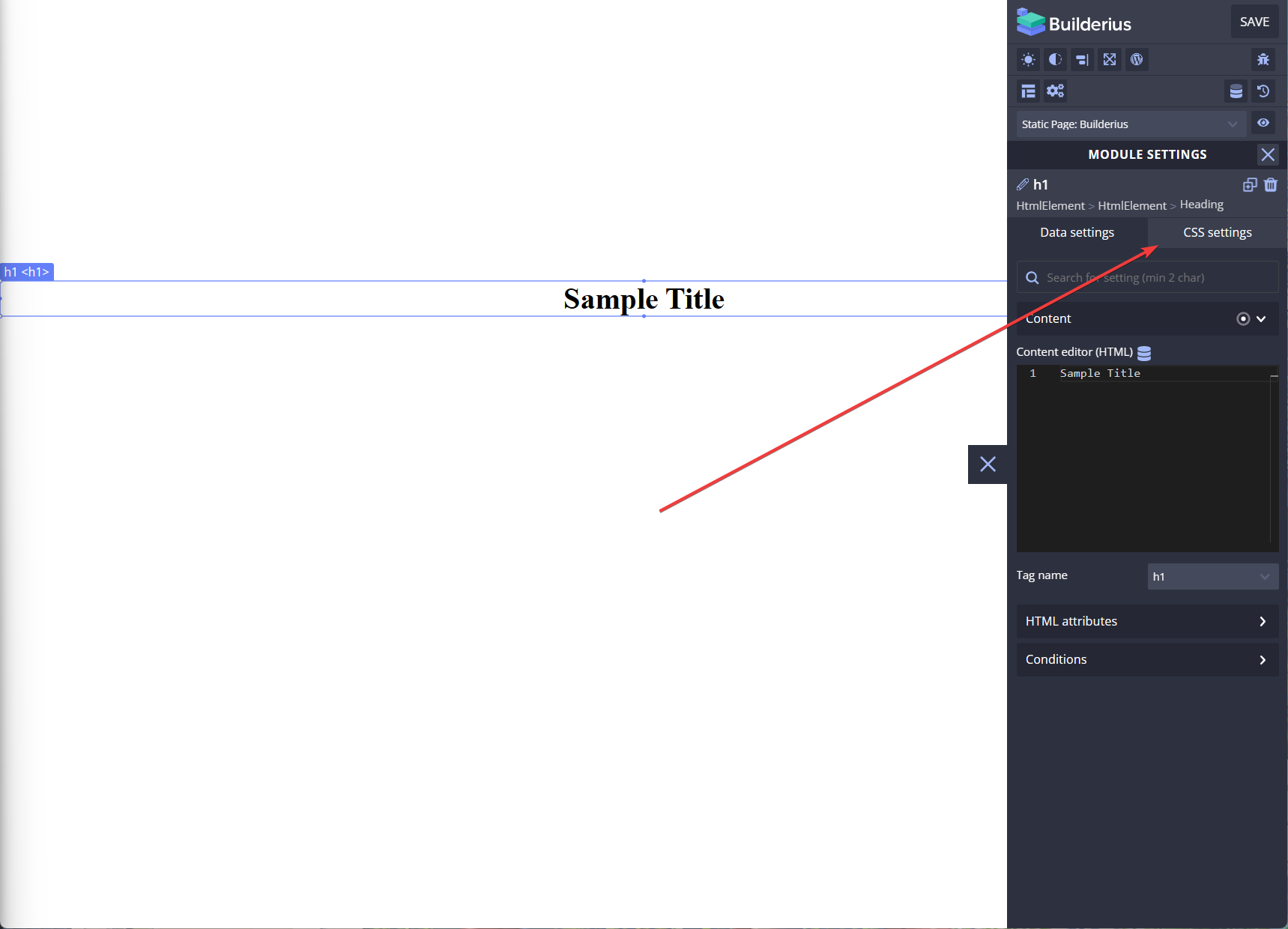 Switch to the CSS Settings tab