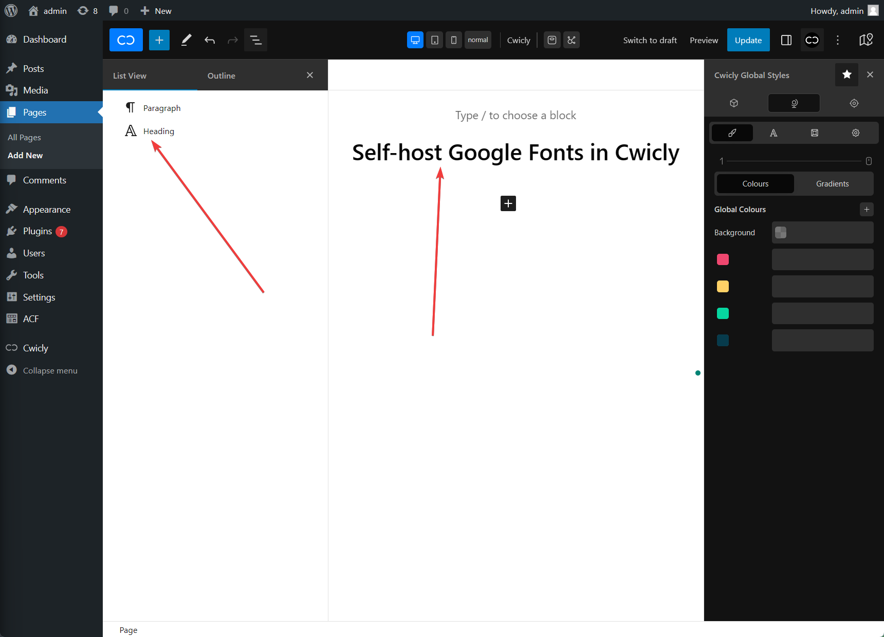 Choose the text element in Cwicly