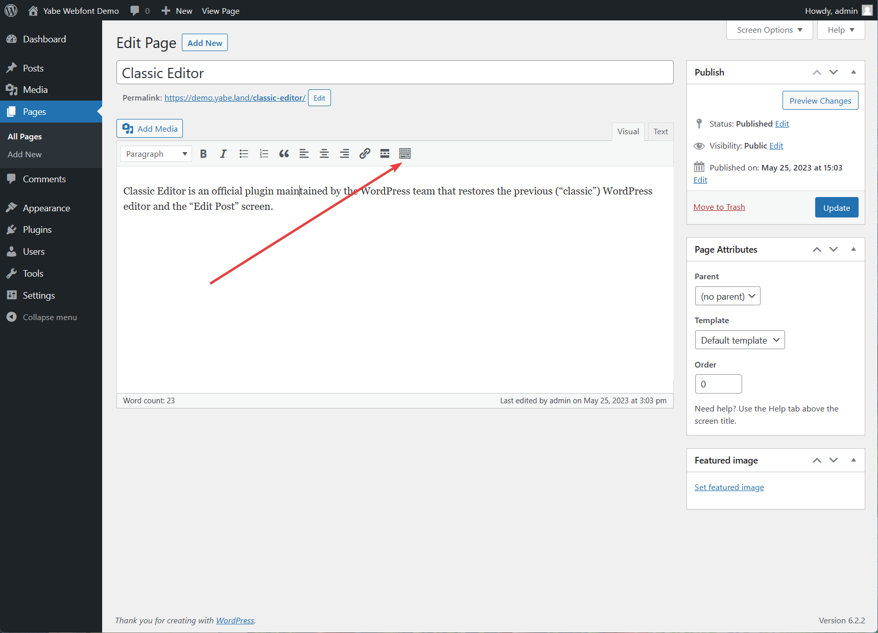 Toggle the toolbar